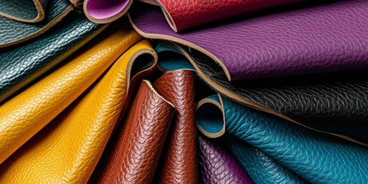A pile of colorful leather is shown to demonstrate the article's facts about leather.